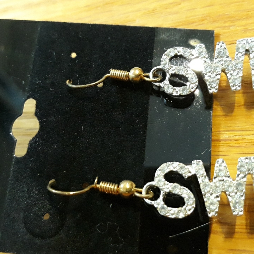 3 for $15 Silver Sweet Rhinestone Earrings - Picture 2 of 4